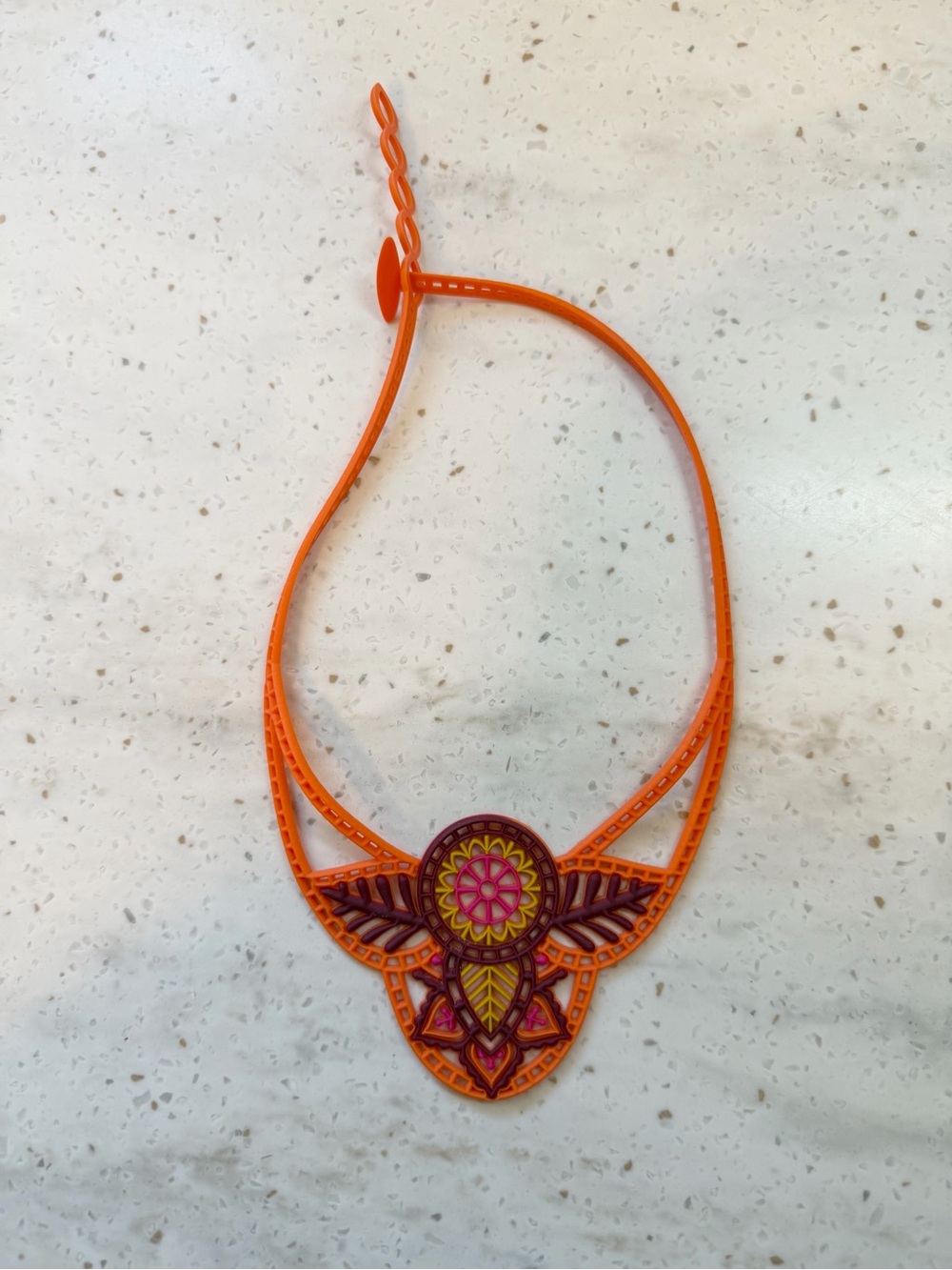 Batucada Tattoo Orange Statement Pendant Necklace with Pink & Purple Accents